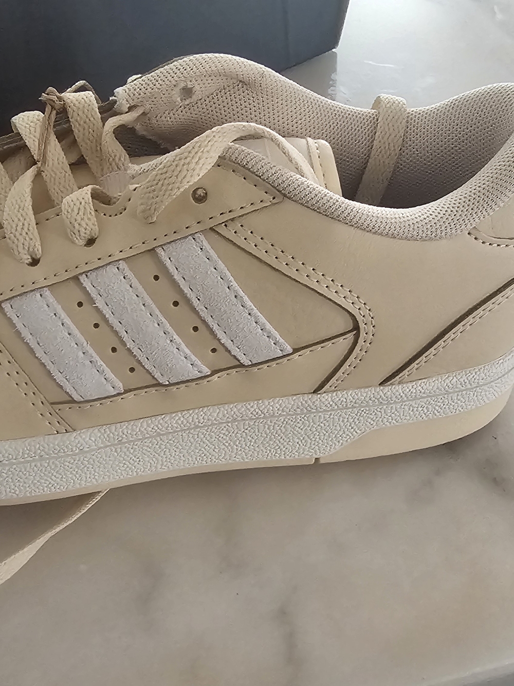 Women's Adidas Beige and White Low-Top Sneakers